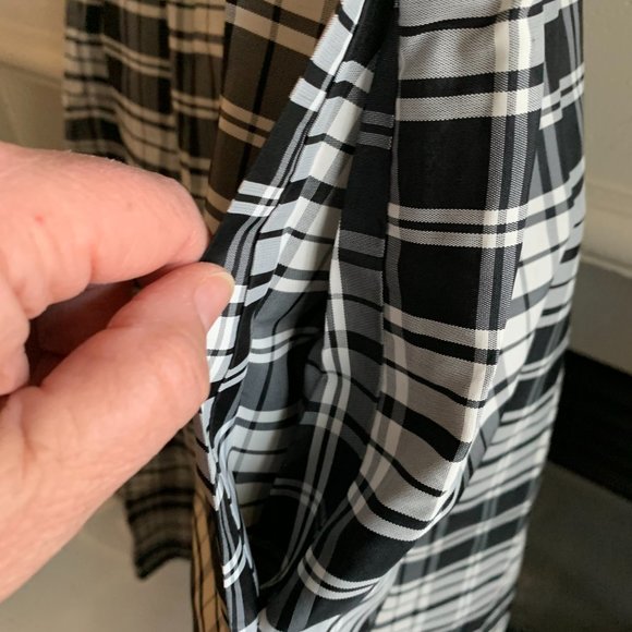 Vintage Mr. Hank 100% Acetate Black & White Check Skirt w/ belt, Approx 8 - Picture 7 of 14